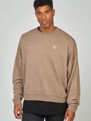 Zdjęcie produktu SikSilk Męski Brązowy Sweter z Przędzy Barwionej o Luźnym Kroju