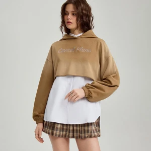 Brązowa bluza o skróconym kroju z napisem Cancel Plans House