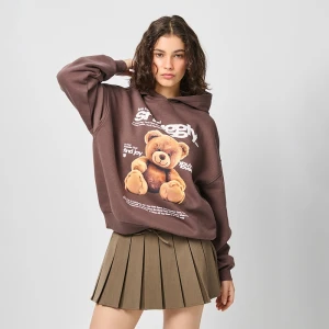 Brązowa bluza z kapturem i nadrukiem z misiem House