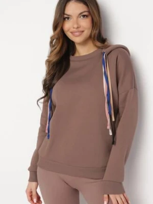 Brązowa Bluza z Kapturem i Ozdobnymi Sznurkami Cebele las garras