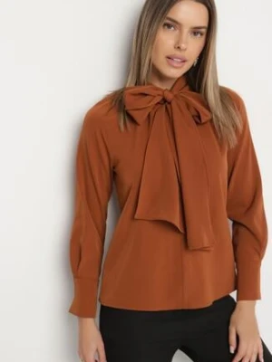 Brązowa Bluzka Vices z Wiązaniem pod Szyją Averile
