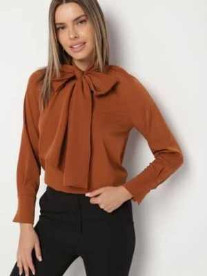 Brązowa Bluzka Vices z Wiązaniem pod Szyją Averile