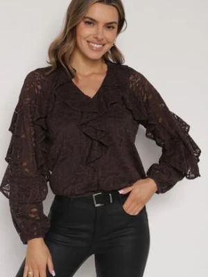 Brązowa Bluzka z Koronki Ozdobiona Falbankami Sewola bisou's project