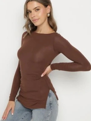 Brązowa Bluzka z Wiskozą i Marszczeniem Furitta elsa.m by may