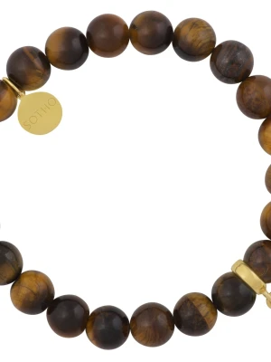Brązowa bransoletka tygrysie oko ze złotą kulką SOTHO