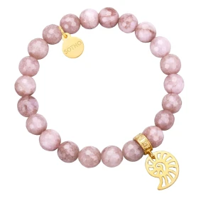 Brązowa bransoletka z fasetowanego jadeitu z ażurową muszelką SOTHO