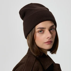 Brązowa czapka beanie z wywijanym brzegiem House