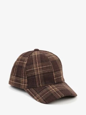 Brązowa Czapka z Daszkiem Zdobiona Printem w Kratę Venilara