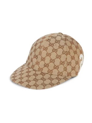 Brązowa czapka z nadrukiem logo Gucci