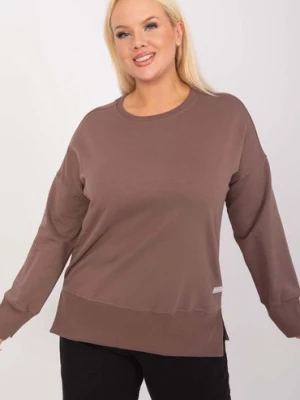 Brązowa dresowa bluza damska plus size z bawełny RELEVANCE