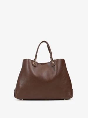Brązowa Dwukomorowa Torebka Typu Shopper Ozdobiona Metalicznymi Aplikacjami Adorrive kassandra