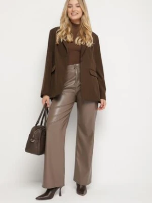 Brązowa Jednorzędowa Marynarka z Usztywnioną Linią Ramion Tiolinda christy