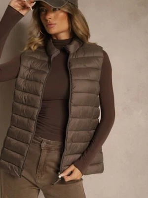 Brązowa Kamizelka Ozdobiona Pikowaniem Soellame j.style