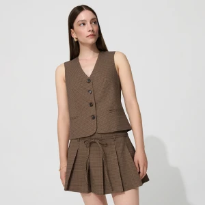 Brązowa kamizelka w kratkę z regulacją z tyłu House