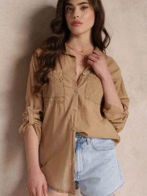 Brązowa Koszula z Ozdobnymi Kieszeniami z Bawełny Galiana lily rose