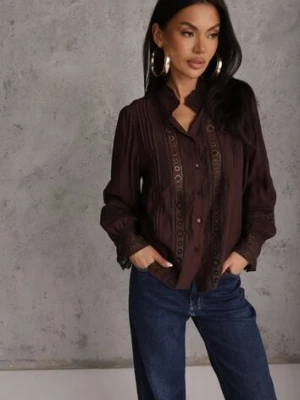 Brązowa Koszula ze Stójką i Koronką Phaeninca bisou's project