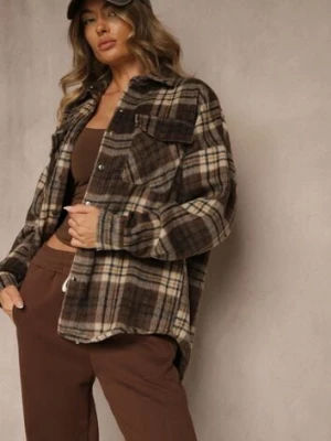 Brązowa Koszulowa Kurtka w Kratę Emitila elsa.m by may