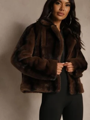 Brązowa Krótka Kurtka Futerko o Jednorzędowym Kroju Lanella ann gissy