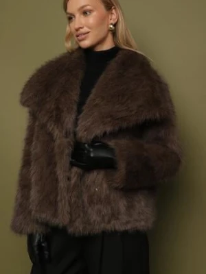 Brązowa Kurtka Futro z Wsuwanymi Kieszeniami Liriena ann gissy