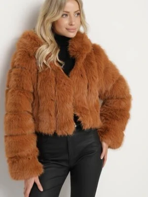 Brązowa Kurtka Futrzana o Krótkim Pikowanym Kroju Hemeriana wool fashion