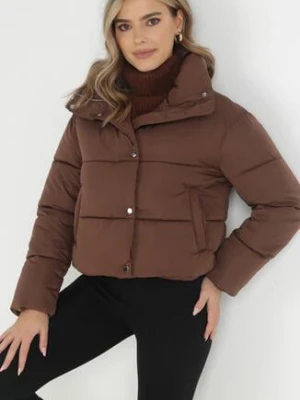 Brązowa Kurtka Puffer Pikowana ze Stójką Alene yu & me
