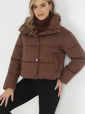 Brązowa Kurtka Puffer Pikowana ze Stójką Alene Yu & Me