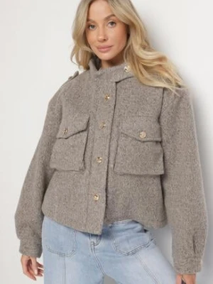 Brązowa Kurtka w Stylu Utility z Szerokimi Kieszeniami Nirithra unigirl