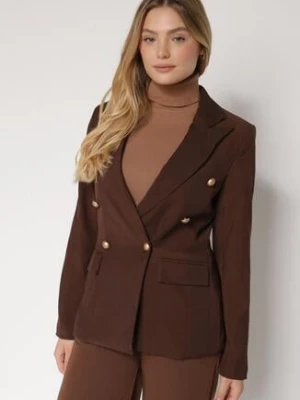Brązowa Marynarka Dwurzędowa z Usztywnionymi Ramionami Clamira elsa.m by may