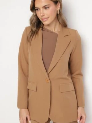 Brązowa Marynarka Jednorzędowa ze Wzorem Pasków Viviella new collection