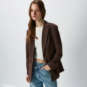 Brązowa marynarka taliowana jednorzędowa House