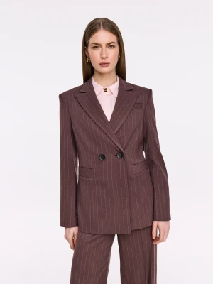 Brązowa marynarka w jasny prążek TARANKO