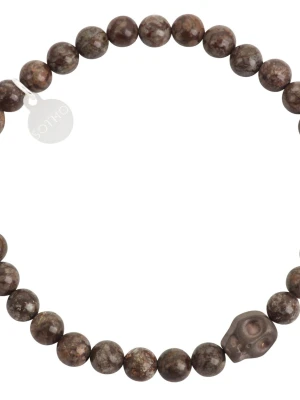 Brązowa męska bransoletka z czaszką SOTHO