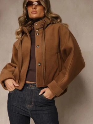 Brązowa Nietoperzowa Kurtka Przejściowa z Kapturem Amiree glo-story