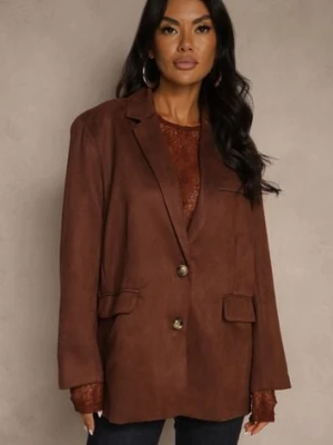 Brązowa Oversizowa Marynarka w Stylu Retro Zenorela retro & icone