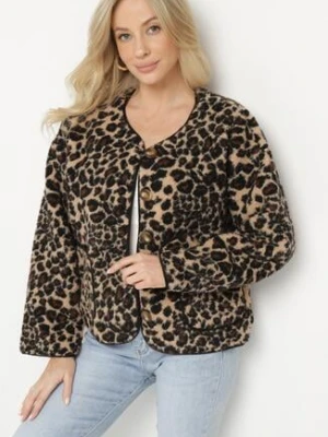 Brązowa Panterkowa Futrzana Kurtka z Kieszeniami Sewilaine belcci