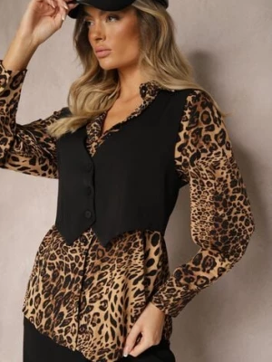 Brązowa Panterkowa Koszula i Rozpinana Kamizelka Arelise elsa.m by may