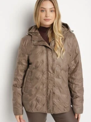 Brązowa Pikowana Kurtka Przejściowa z Kapturem Arivitte bh forever