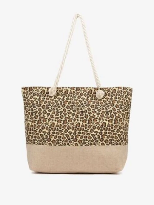 Brązowa Plażowa Torebka Typu Shopper ze Sznurkiem Reveirra