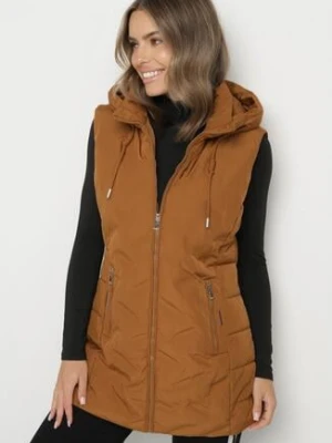 Brązowa Przejściowa Kamizelka o Taliowanym Kroju z Kapturem Olendra romee's