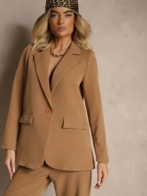 Brązowa Pudełkowa Marynarka z Imitacją Kieszeni Vivisae new collection