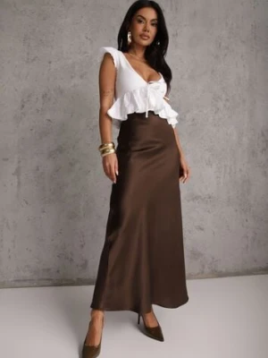 Brązowa Satynowa Spódnica Maxi High Waist Formia bisou's project
