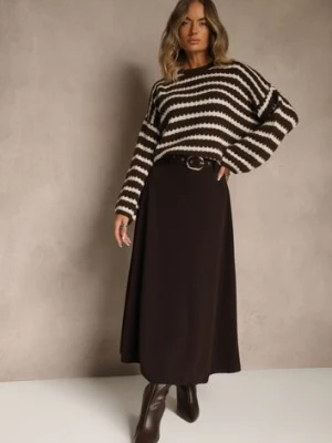 Brązowa Spódnica o Rozkloszowanym Kroju Melobia fashion station