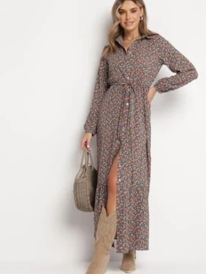 Brązowa Sukienka Hesolis r&f fashion