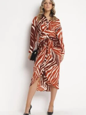Brązowa Sukienka Koszulowa w Zebrę Arziki bisou's project