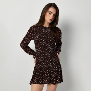 Brązowa sukienka mini w drobne kwiatki House