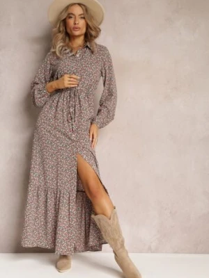 Brązowa Sukienka Phinene r&f fashion