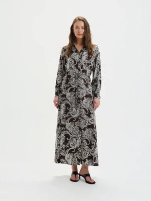 Brązowa sukienka z efektownym nadrukiem Top Secret