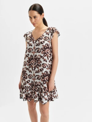Brązowa sukienka z printem Top Secret