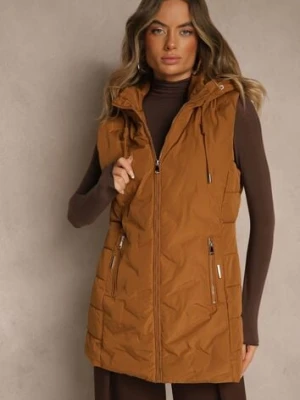 Brązowa Taliowana Kamizelka Przejściowa z Kapturem Olepia romee's