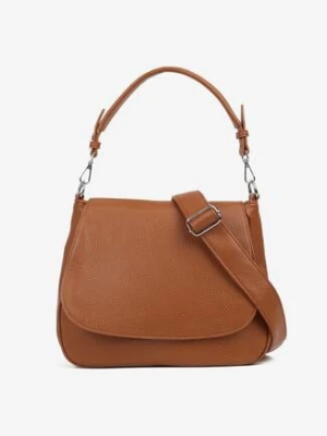 Brązowa Torebka Listonoszka z Rączką i Paskiem Malanira